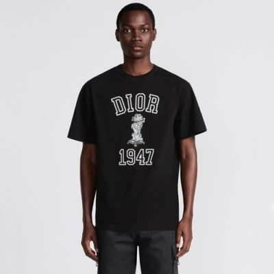디올 남성 블랙 반팔티 - Dior Mens Black Tshirts - dic308x