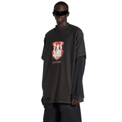 발렌시아가 남성 블랙 반팔티 - Balenciaga Mens Black Tshirts - bac208x