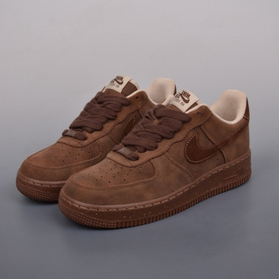 나이키 남/녀 브라운 스니커즈 - Nike Air Force Unisex Brown Sneakers - nis194x