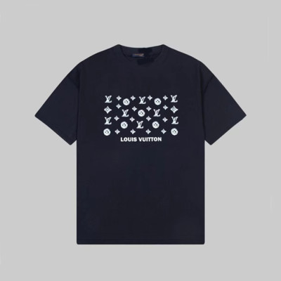 루이비통 남성 블랙 티셔츠 - Louis vuitton Mens Black Tshirts - lvc347x