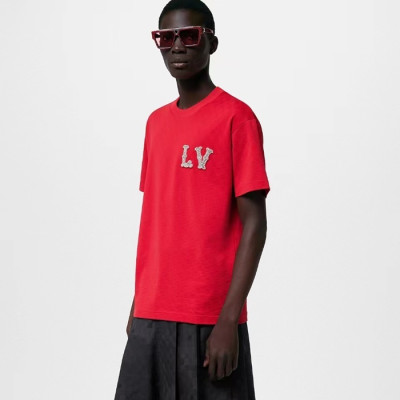 루이비통 남성 레드 티셔츠 - Louis vuitton Mens Red Tshirts - lvc351x