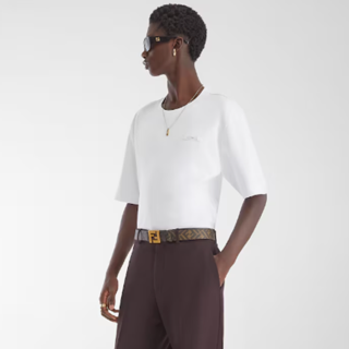 펜디 남성 화이트 티셔츠 - Fendi Mens White Tshirts - fec224x