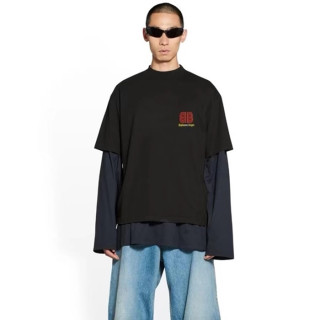 발렌시아가 남성 블랙 반팔티 - Balenciaga Mens Black Tshirts - bac218x