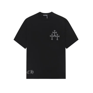 크롬하츠 남성 블랙 반팔티 - Chrom Hearts Mens Black Tshirts - chc131x