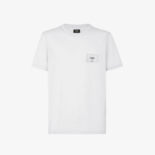 펜디 남성 화이트 티셔츠 - Fendi Mens White Tshirts - fec381x