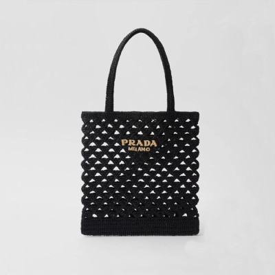 프라다 여성 블랙 라탄백 - Prada Womens Black Shoulder Bag - prb1573x