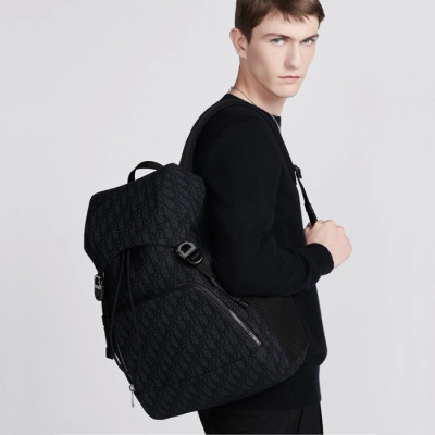 디올 남성 오블리크 블랙 백팩 - Dior Mens Oblique Black Back Pack - dib1580x