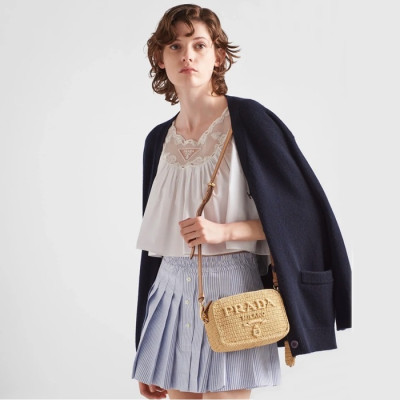 프라다 여성 베이지 라탄백 - Prada Womens Beige Shoulder Bag - prb1583x