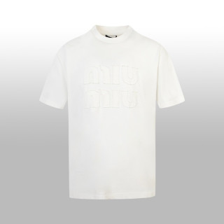 미우미우 남/녀 화이트 반팔 셔츠 - Miumiu Unisex White Tshirts - mic421x