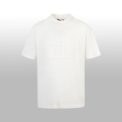 미우미우 남/녀 화이트 반팔 셔츠 - Miumiu Unisex White Tshirts - mic421x
