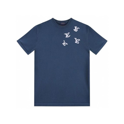 루이비통 남성 네이비 반팔 티셔츠 - Louis vuitton Mens Navy Tshirts - lvc377x