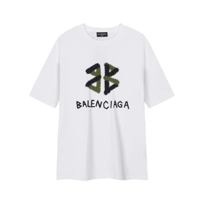 발렌시아가 남성 화이트 반팔 티셔츠 - Balenciaga Mens White Tshirts - bac436x