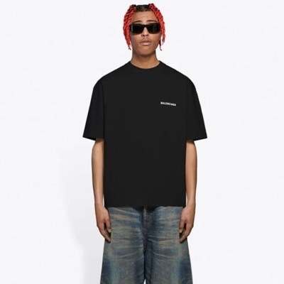발렌시아가 남성 블랙 반팔 티셔츠 - Balenciaga Mens Black Tshirts - bac437x