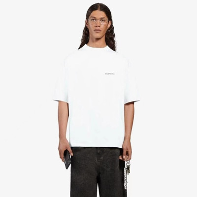 발렌시아가 남성 화이트 반팔 티셔츠 - Balenciaga Mens White Tshirts - bac438x
