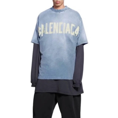 발렌시아가 남성 블루 반팔 티셔츠 - Balenciaga Mens Blue Tshirts - bac478x