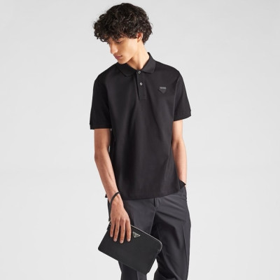 프라다 남성 블랙 반팔 폴로 티셔츠 - Prada Mens Black Tshirts - prc482x