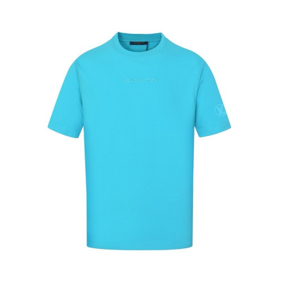 루이비통 남성 블루 반팔 티셔츠 - Louis vuitton Mens Blue Tshirts - lvc512x