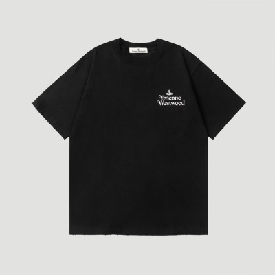 비비안웨스트우드 남/녀 블랙 반팔 티셔츠 - Vivienne Westwood Unisex Black Tshirts - vic538x