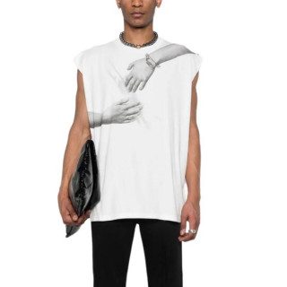 메종 마르지엘라 남성 화이트 나시 - Maison Margiela Mens White Sleeveless Tshirts - mac540x