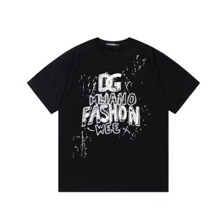 돌체앤가바나 남성 블랙 반팔티 - Dolce&Gabbana Mens Black Tshirts - doc16x