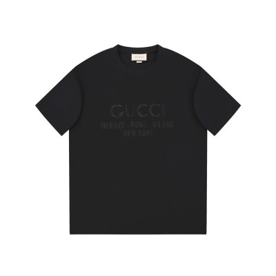 구찌 남/녀 블랙 티셔츠 - Gucci Unisex Black Tshirts - guc595x