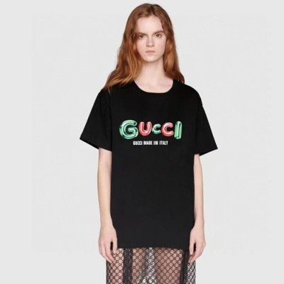 구찌 남/녀 블랙 티셔츠 - Gucci Unisex Black Tshirts - guc597x