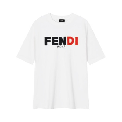 펜디 남성 화이트 반팔 티셔츠 - Fendi Mens White Tshirts - fec600x
