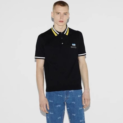 구찌 남성 블랙 폴로 티셔츠 - Gucci Mens Black Polo Tshirts - guc343x