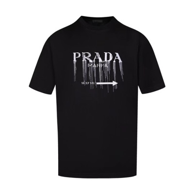 프라다 남성 블랙 반팔 티셔츠 - Prada Mens Black Tshirts - prc589x
