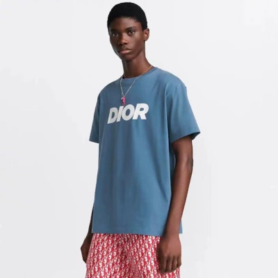 디올 남성 블루 반팔 티셔츠 - Dior Mens Blue Tshirts - dic582x