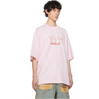 베트멍 남/녀 핑크 반팔 티셔츠 - Vetements Unisex Pink Tshirts - vec731x