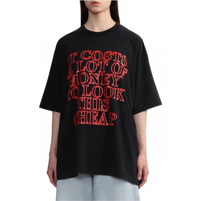 베트멍 여성 블랙 반팔 티셔츠 - Vetements Womens Black Tshirts - vec733x