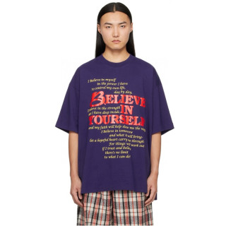 베트멍 남/녀 퍼플 반팔 티셔츠 - Vetements Unisex Purple Tshirts - vec734x