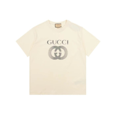 구찌 남성 아이보리 반팔 티셔츠 - Gucci Mens Ivory Tshirts - guc651x