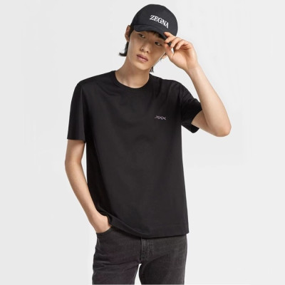 제냐 남성 블랙 반팔 티셔츠 - Zegna Mens Black Tshirts - zec06x