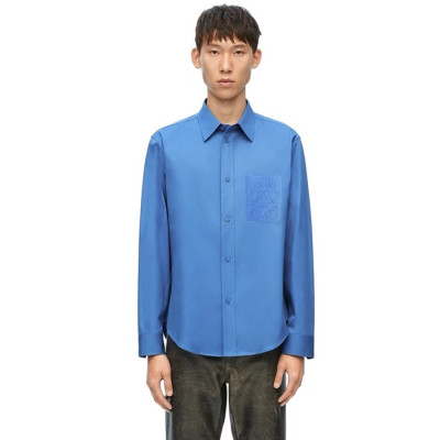 로에베 남자 블루 셔츠 - Loewe Mens Blue Shirts - loc337x