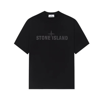 스톤아일랜드 남성 블랙 반팔 티셔츠 - Stone Island Mens Black Tshirts - stc01x