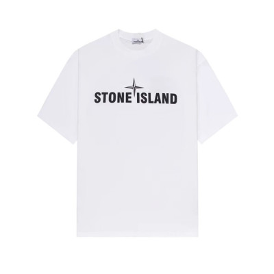 스톤아일랜드 남성 화이트 크루넥 반팔티 - Stone Island Mens White Tshirts - stc02x