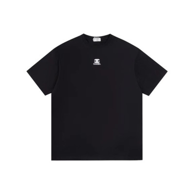 샤넬 남/녀 블랙 반팔티 - Chanel Unisex Black Tshirts - chc556x