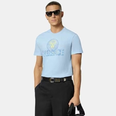 베르사체 남성 스카이블루 티셔츠 - Versace Mens Skyblue Tshirts - vec20x