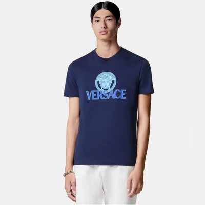 베르사체 남성 블루 반팔 티셔츠 - Versace Mens Blue Tshirts - vec21x