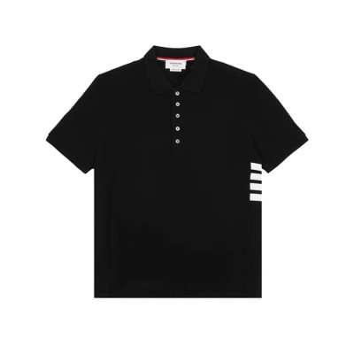 톰브라운 남성 블랙 폴로 반팔티 - Thom Browne Mens Black Tshirts - thc65x