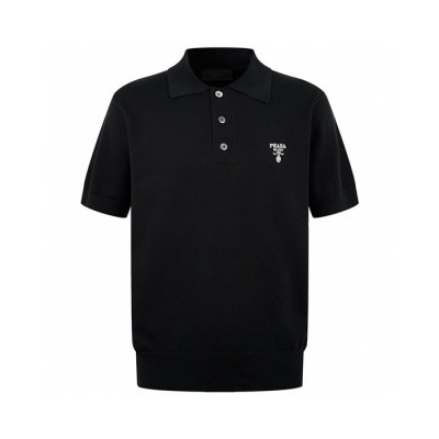 프라다 남성 블랙 폴로 반팔티 - Prada Mens Black Tshirts - prc872x