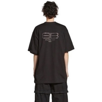 발렌시아가 남/녀 블랙 반팔 티셔츠 - Balenciaga Unisex Black Tshirts - cec892x