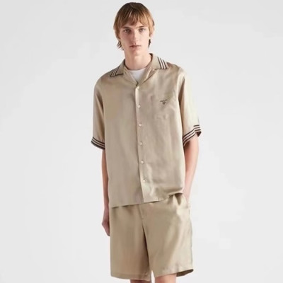 프라다 남성 베이지 반팔 셔츠  - Prada Mens Beige Shirts - prc873x