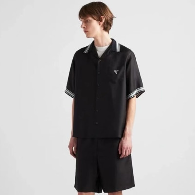 프라다 남성 블랙 반팔 셔츠  - Prada Mens Black Shirts - prc875x