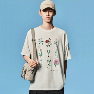 디올 남성 화이트 반팔 티셔츠 - Dior Mens White Tshirts - dic878x