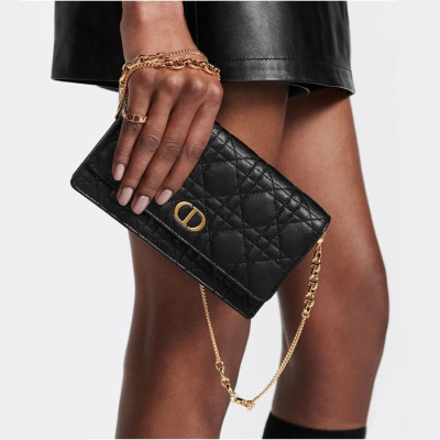 디올 여성 카로 체인 백 S5134 - Dior Womens Black Caro Bag - dib2090x