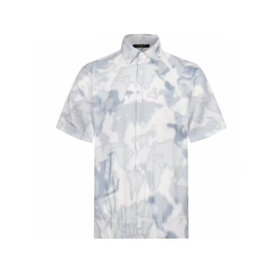 루이비통 남성 블루 반팔 셔츠 - Louis vuitton Mens Blue Shirts - lvc888x