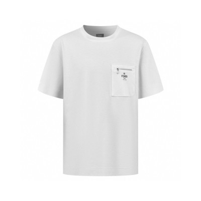 펜디 남성 화이트 반팔 티셔츠 - Fendi Mens White Tshirts - fec929x